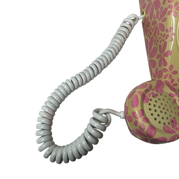 Vintage ITT Floral Rotary Phone Pink Cream Corded 500 - Picture 13 of 16
